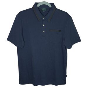 AG Adriano Goldschmied Polo Shirt Mens M Blue Golf Preppy Pocket Casual Office